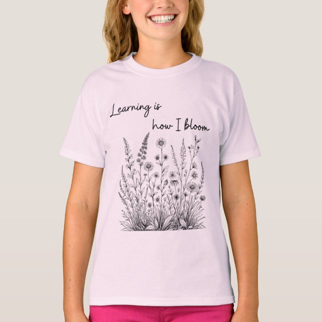 Camiseta Aprendizaje de dibujo de líneas de flores silvestr (Anverso)