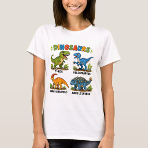 Camiseta Aprendizaje de especies de dinosaurios para niños