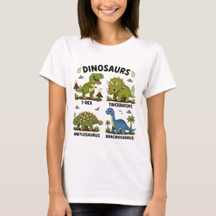 Camiseta Aprendizaje de especies de dinosaurios para niños