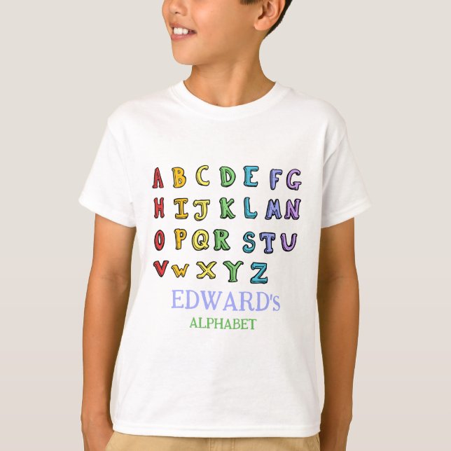 Camiseta aprendizaje temprano personalizado del alfabeto AB (Anverso)