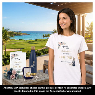 Camiseta Après Golf Despedida de Soltera Azul Elegante Flor