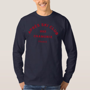 Camiseta Après Ski Club invierno rojo cresta de la estación
