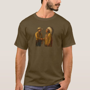 Camiseta Apretón de manos de vaqueros e indios - Salvaje Un