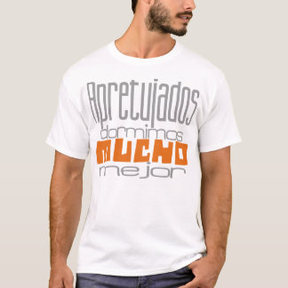 Camiseta Apretujados dormimos mucho mejor gris&naranja