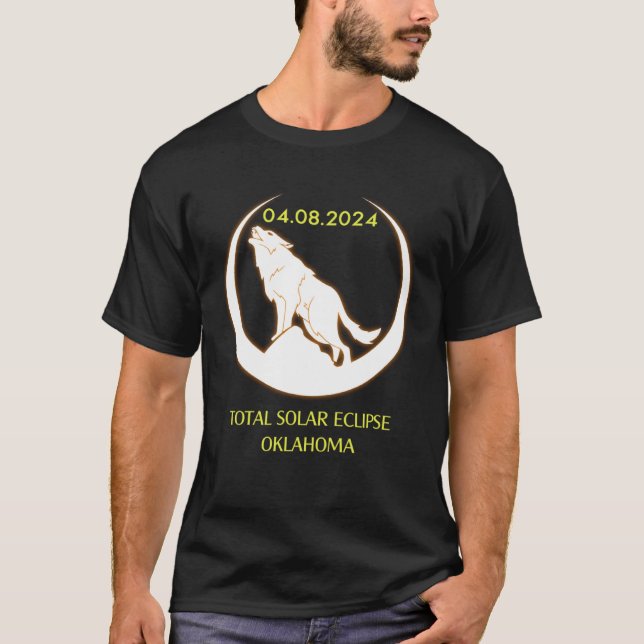 Camiseta April 8 2024 Total Solar Eclipse Oklahoma Wolf Sun (Anverso)
