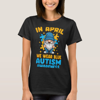 Camiseta April wear blue autism acceptance gnome puzzle 