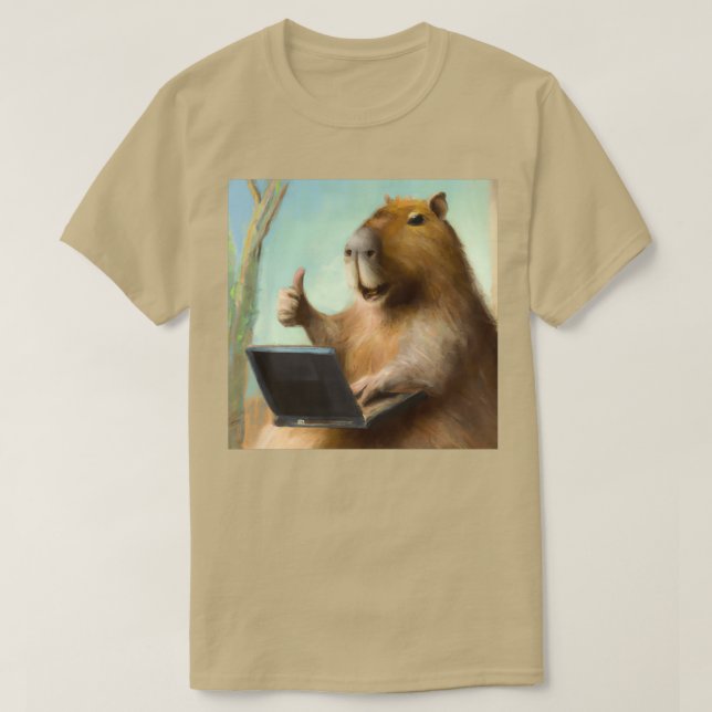 Camiseta Aprobar la pintura de aceite de Capibara (Diseño del anverso)