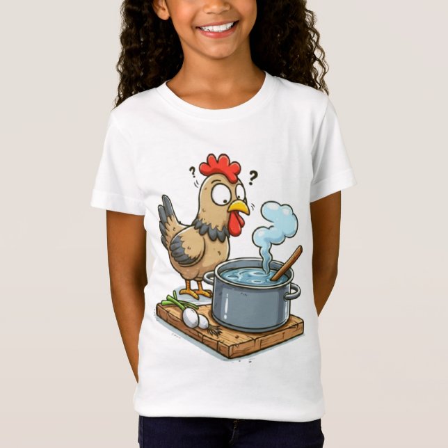 Camiseta Apron de pollo de cocina divertida - Hen haciendo  (Anverso)