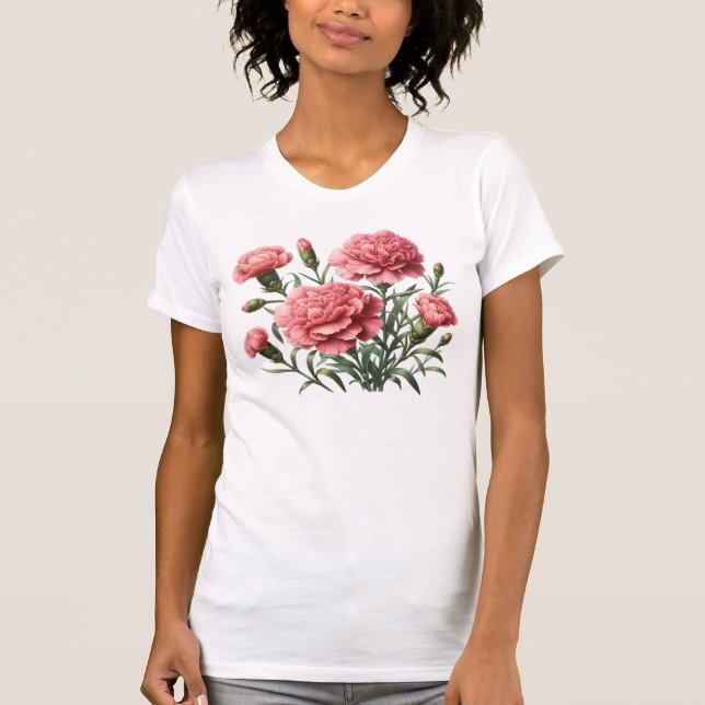 Camiseta Aptitud delgada de los Carnations rosados (Anverso)