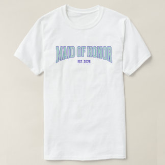 Camiseta Aqua + Beige Stripe Navy MAID OF HONOR 