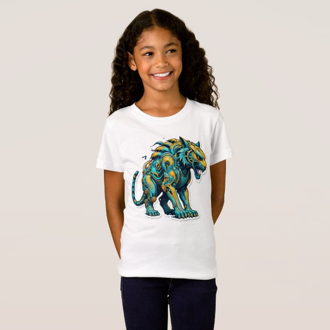 Camiseta Aqua Blaze Tiger Para Niños Y Chicas (Anverso completo)