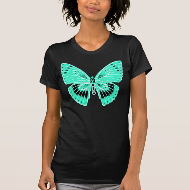 Camiseta Aqua de mariposa estilo Art Nouveau (Anverso)