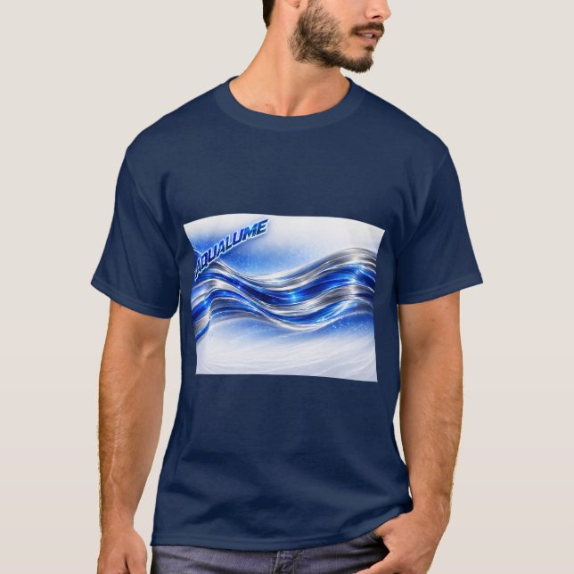Camiseta Aqualume Flow Shirt – Blue Silver Wave Energy Desi (Anverso)