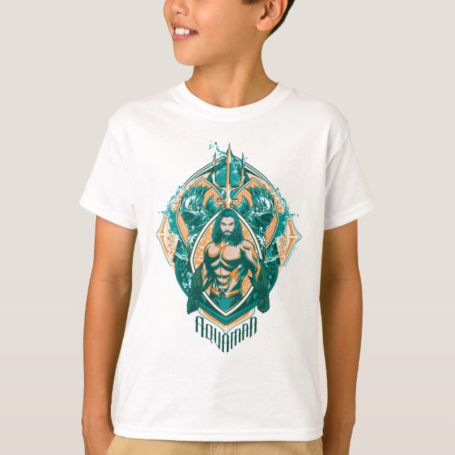 Camiseta Aquaman | Gráfico de Aquaman y Trenchers (Anverso)