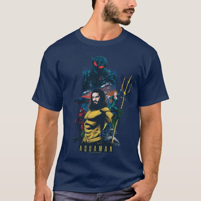 Camiseta Aquaman | Gráfico de Oriente, Mera y Manta Negra (Anverso)