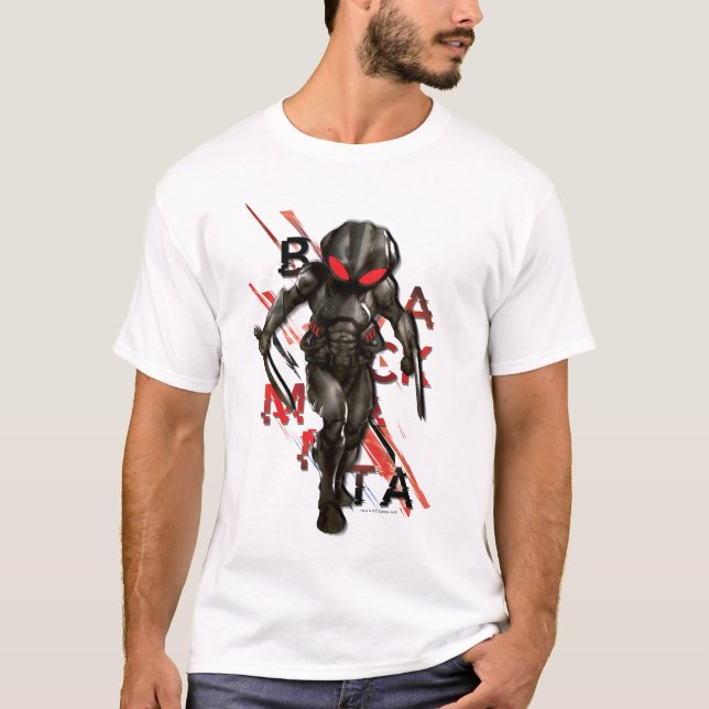 Camiseta Aquaman | Gráfico de tipografía dispersa de manta  (Anverso)