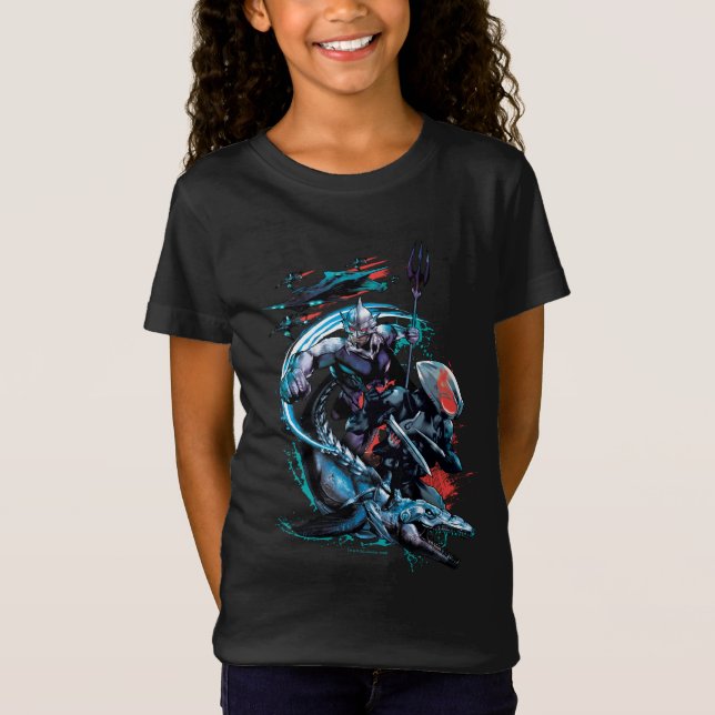 Camiseta Aquaman | Orm, Manta Negra, Tylosaur y Buques (Anverso)