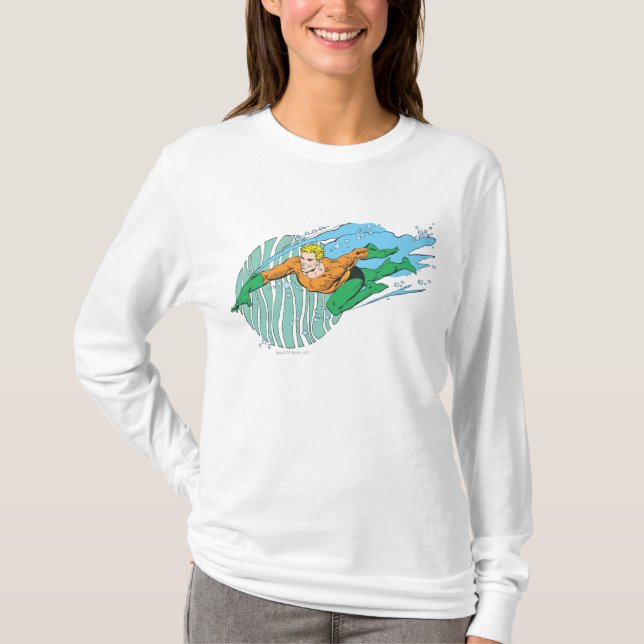 Camiseta Aquaman salta a la izquierda (Anverso)