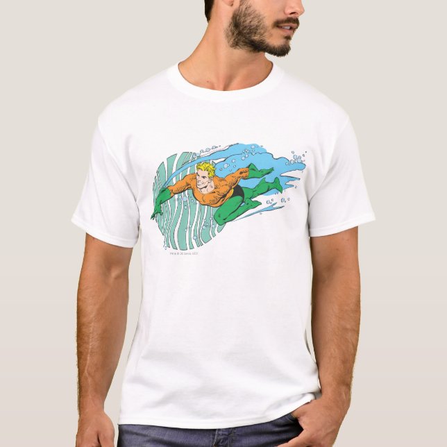 Camiseta Aquaman salta a la izquierda (Anverso)