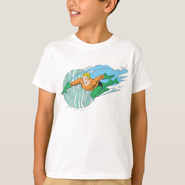 Camiseta Aquaman salta a la izquierda (Anverso)