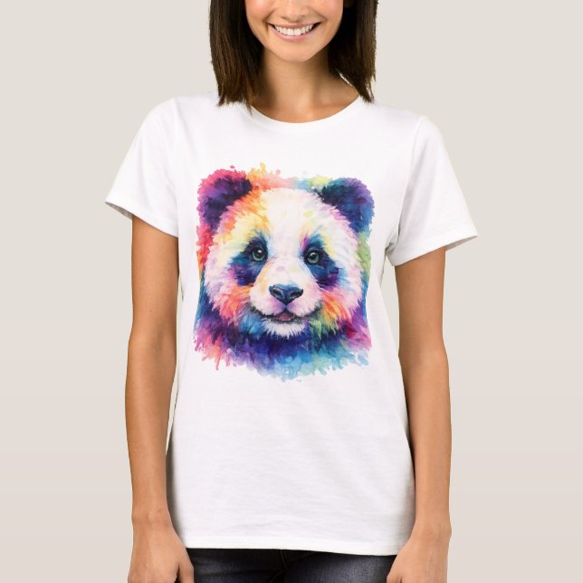 Camiseta Aquarell Panda T-Shirt - Schwarz & Weiß (Anverso)