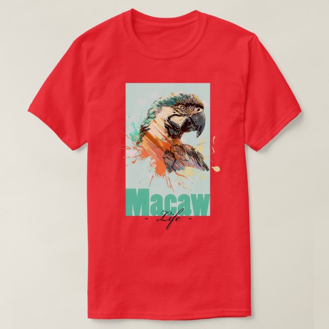 Camiseta Aquarell Tropical Macaw Parrot Life (Diseño del anverso)