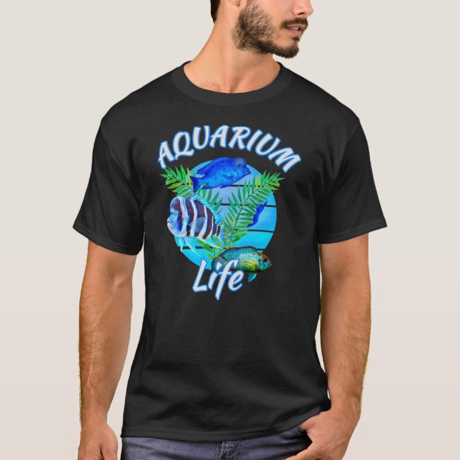 Camiseta Aquarium Fish Life Frontosa Cichlid Cherry Shrimp (Anverso)