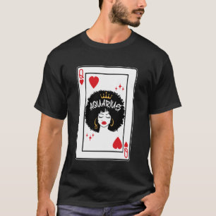 Camiseta Aquarius Astrología Reina Negra Corazones Blackjac