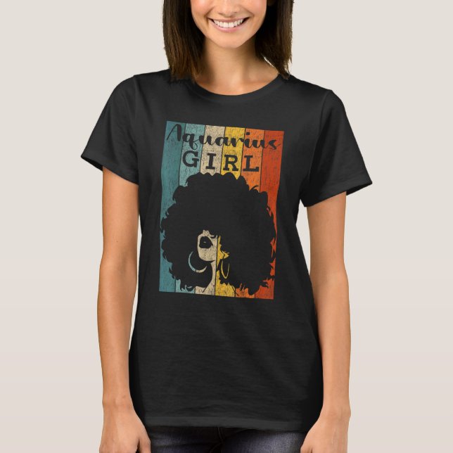 Camiseta Aquarius Chica Afro Natural Hair Diva Black Woman  (Anverso)