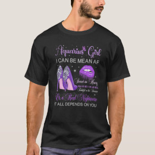 Camiseta Aquarius Chica Cumpleaños Morado de tacones altos 