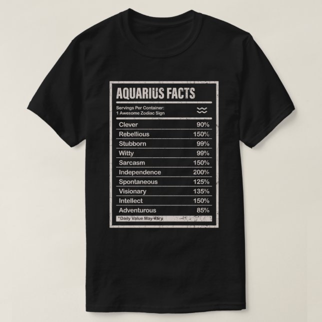 Camiseta Aquarius Facts Apparel For Men And Women Funny Zod (Diseño del anverso)