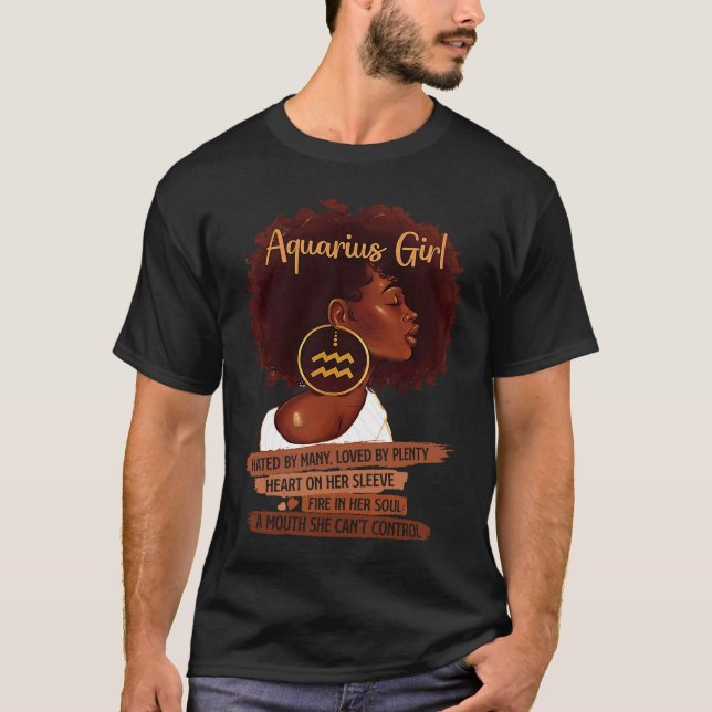 Camiseta Aquarius Girl Funny  For Black Women Melanin Afro  (Anverso)