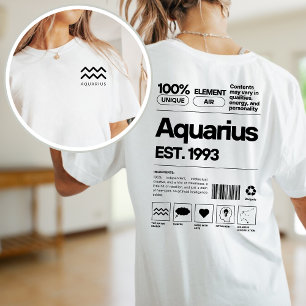 Camiseta Aquarius Personalizado Zodiac Astrología Cumpleaño
