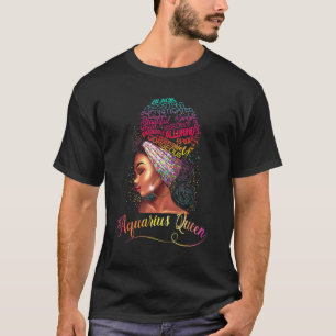 Camiseta Aquarius Queen Afro Mujeres Enero Melanin Febrero