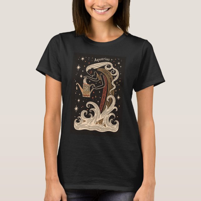 Camiseta Aquarius - T-Shirt Celestial Zodiac Art (Anverso)