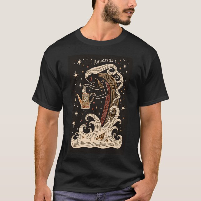 Camiseta Aquarius - T-Shirt Celestial Zodiac Art (Anverso)