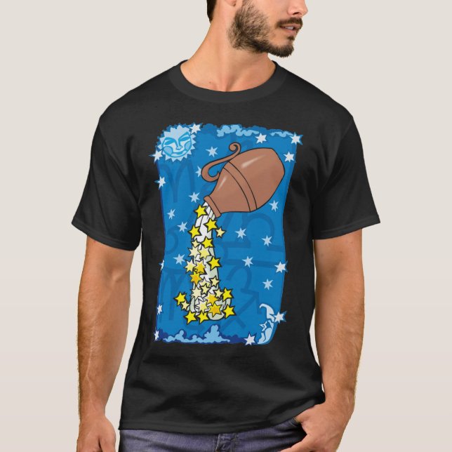 Camiseta Aquarius Vase vertiendo estrellas del agua en el c (Anverso)