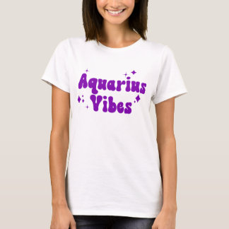 Camiseta Aquarius Vibes Zodiac Astrología Estrellas moradas