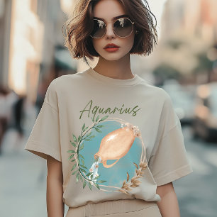 Camiseta Aquarius Zodiac, Astrología Botánica, Floral