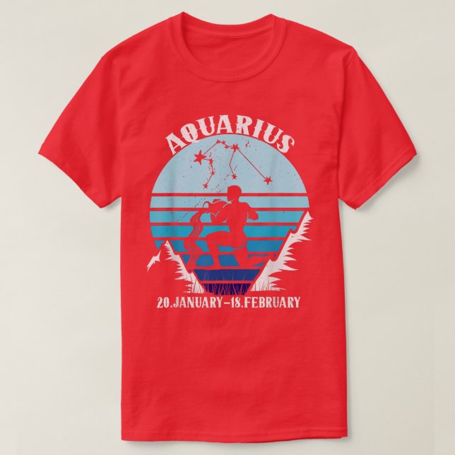Camiseta Aquarius Zodiac  Retro Starry Night  (Diseño del anverso)