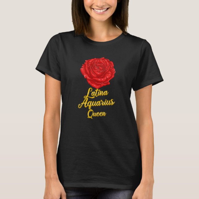 Camiseta Aquarius Zodiac Rótulo Latina Rosa Para La Cesta H (Anverso)