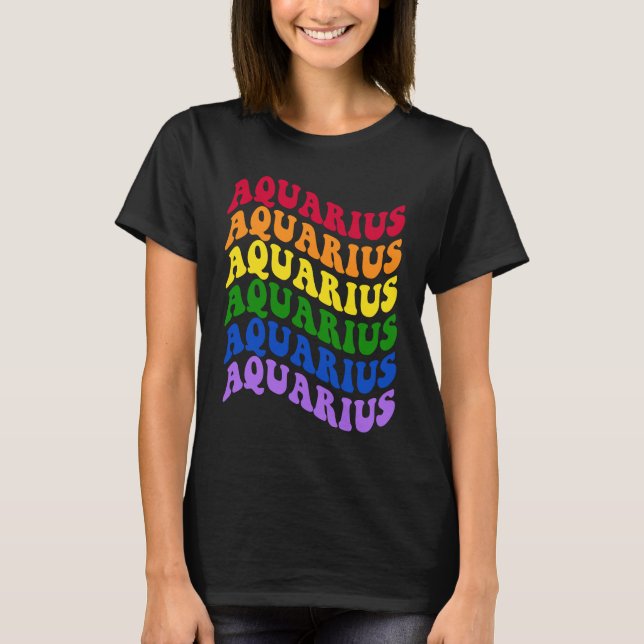 Camiseta Aquarius Zodiac Sign LGBT Gay Pride LGBTQ Rainbow  (Anverso)