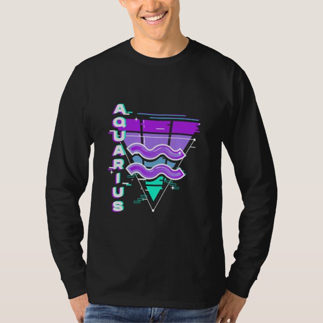 Camiseta Aquarius Zodiac Sign Vaporwave Aesthetics 80s 90s  (Anverso)
