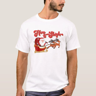 Camiseta Aquí A Los Navidades De Sleigh Retro Santa Claus-W