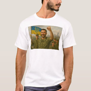 Camiseta Aquí, el presidente Volodymyr Zelensky toma la del