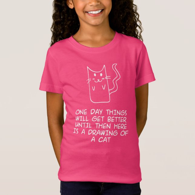 Camiseta Aquí está el dibujo de un gato (Anverso)