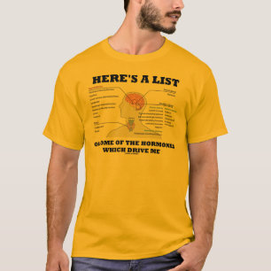 Camiseta Aquí está una lista de algunas de las hormonas (