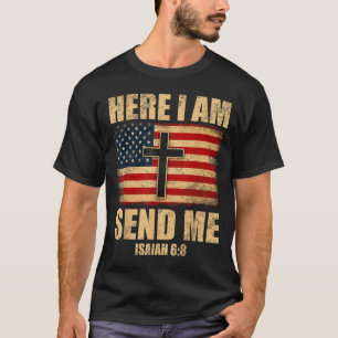 Camiseta Aquí estoy envíame Isaías 6_8 Bandera Americana Cr