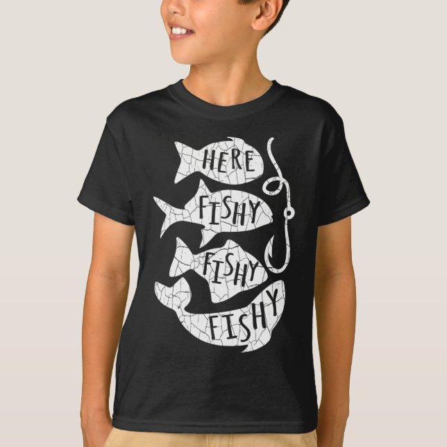 Camiseta Aquí Fish Fisher Gracioso Regalo Para Los Amantes  (Anverso)
