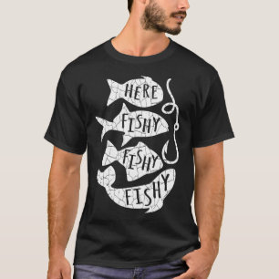 Camiseta Aquí Fish Fisher Gracioso Regalo Para Los Amantes 